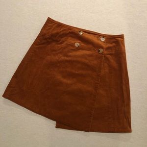 Corduroy skirt in camel brown with button detail